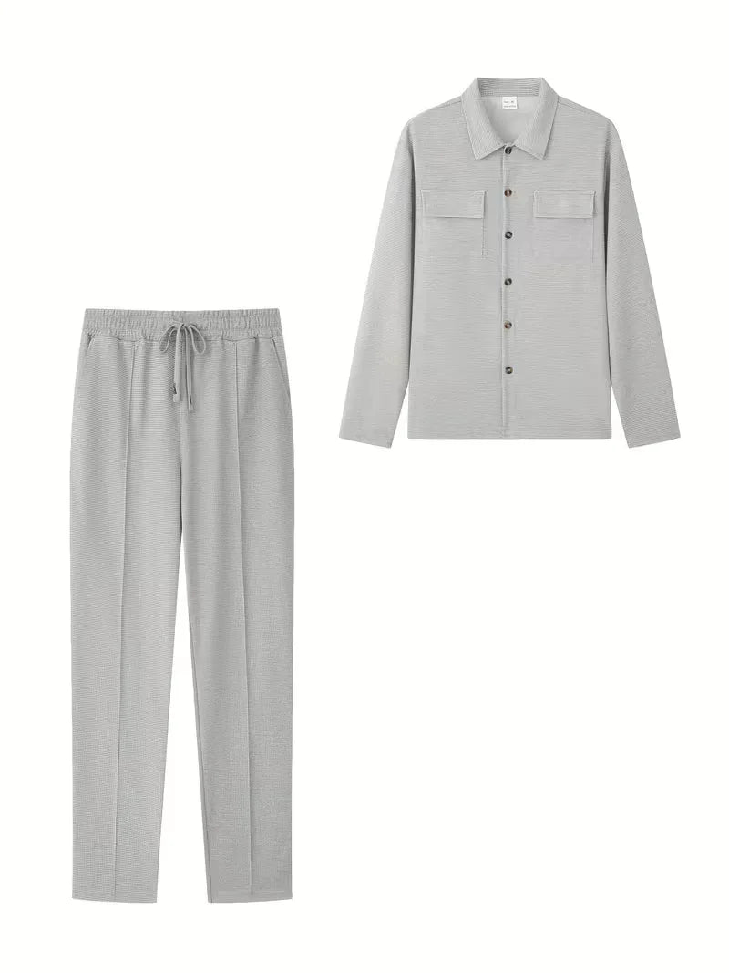 Men's Button-Up Bomber Jacket with Chest Pockets