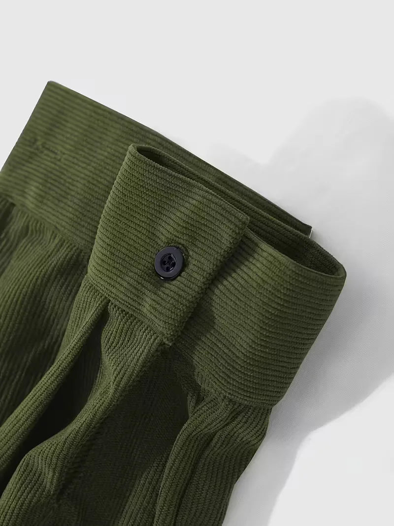 Men's Ribbed Long Sleeve Shirt with Chest Pocket