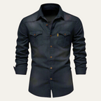 Men's Stretch Denim Shirt – Slim Fit, Chest Flap Pockets