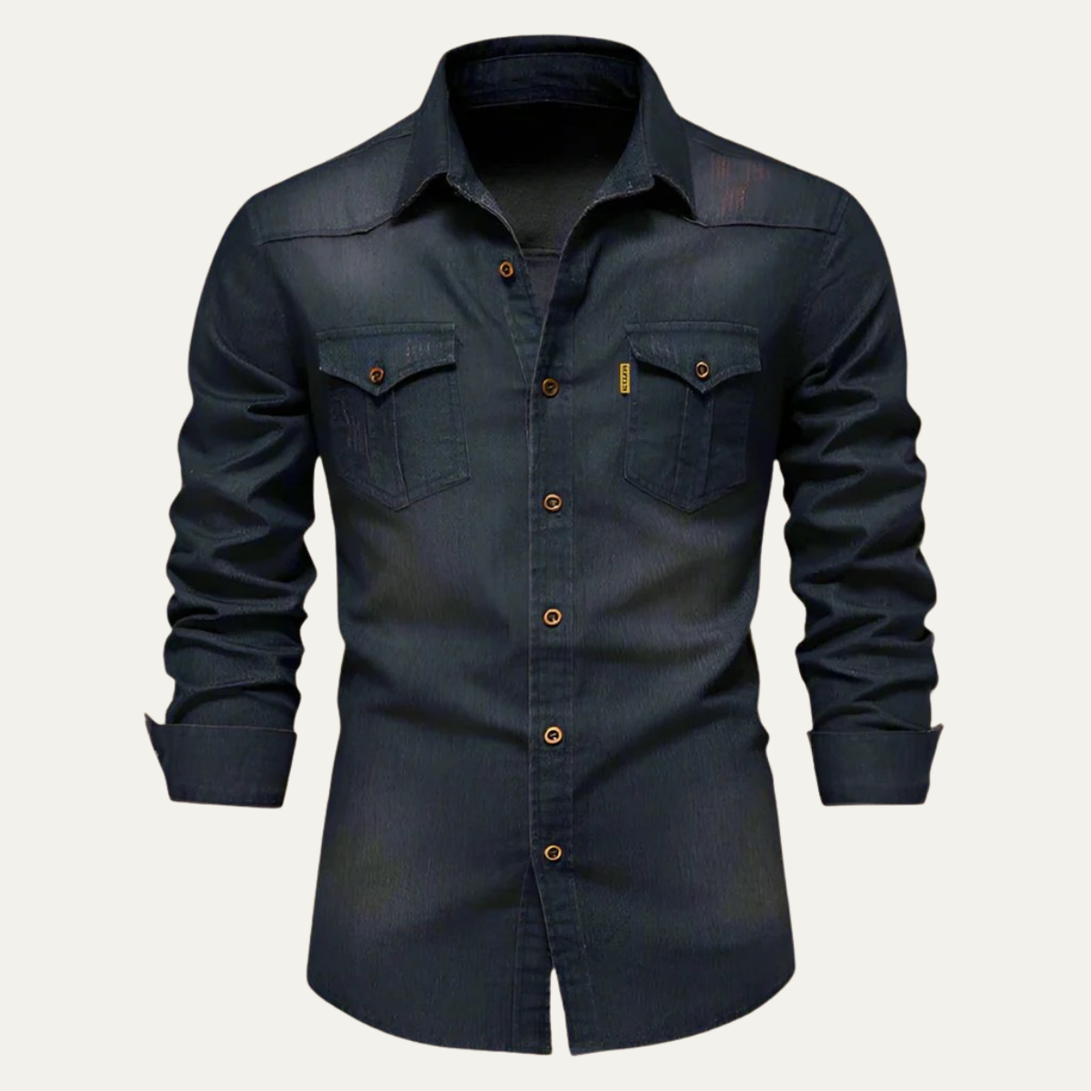 Men's Stretch Denim Shirt – Slim Fit, Chest Flap Pockets
