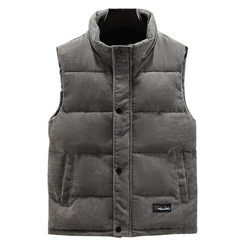 Men's Padded Corduroy Gilet – High-Collar Bodywarmer