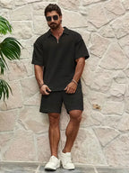 Men's Textured Top and Shorts Co-Ord