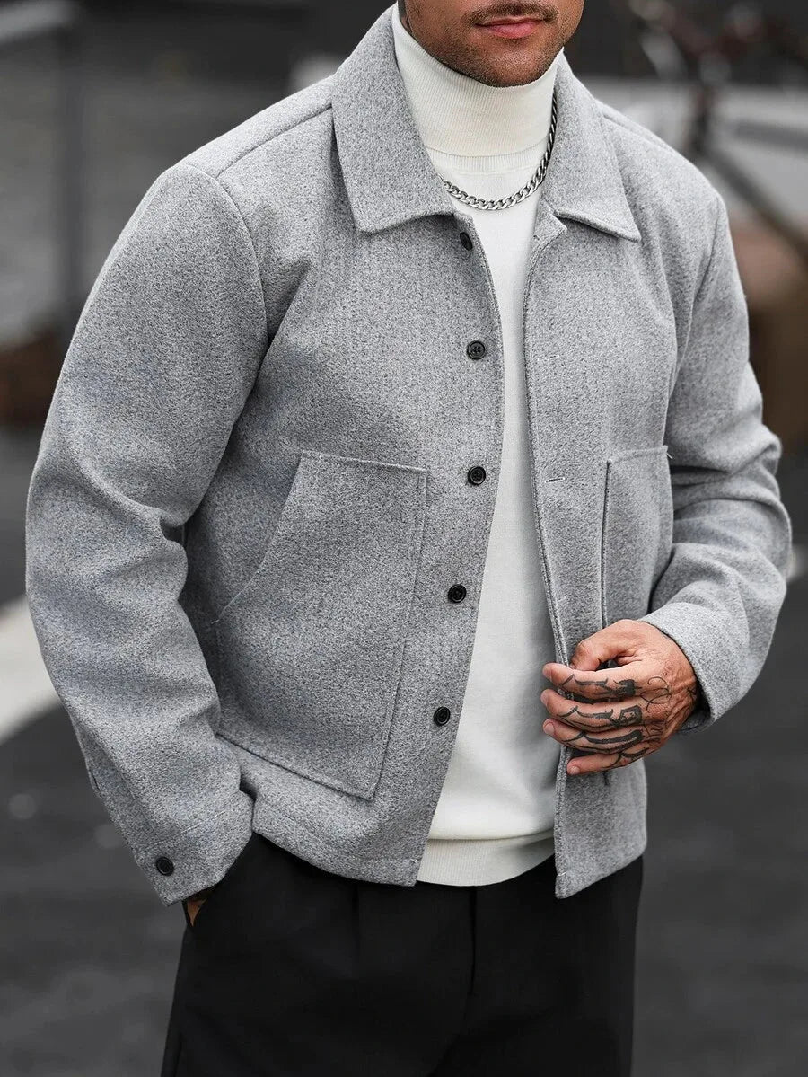 Men's Bomber Jacket with Collared Neckline