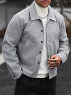 Men's Bomber Jacket with Collared Neckline