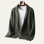 Men's Soft Wool-Blend Knit Cardigan with Suit Collar