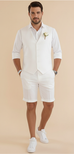 Men's Tailored Waistcoat and Shorts Set – Smart Casual Summer Outfit