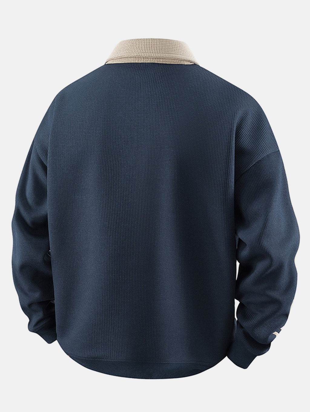 Men's Waffle Textured Quarter-Zip Polo Sweatshirt