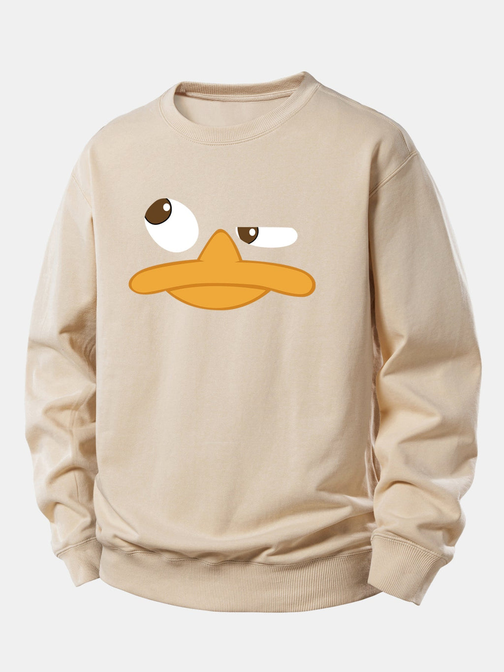 Men's Cartoon Duck Face Graphic Sweatshirt