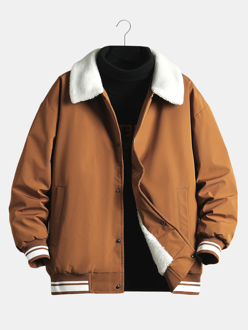 Men's Teddy-Lined Baseball Bomber Jacket