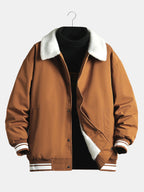 Men's Teddy-Lined Baseball Bomber Jacket