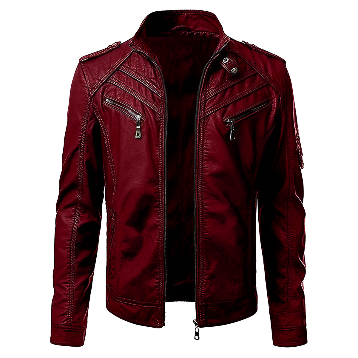 Men's Multi-Zip leather-look Biker Jacket