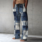 Men's Patchwork Cotton-linen-look Trousers