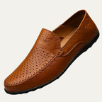 Men's Perforated Leather-Look Loafers – Breathable Slip-On