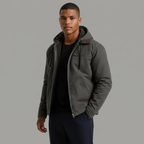 Men's Fleece-Lined Hooded Jacket – Drawstring Hood, Ribbed Cuffs