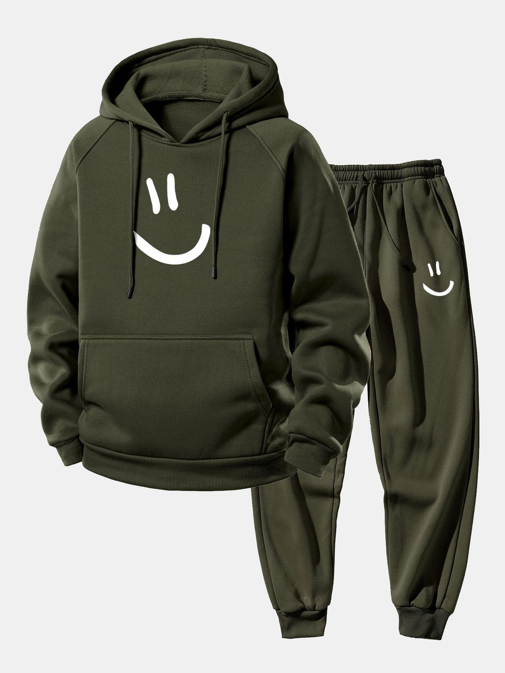 Men's Loose Fit Hoodie Tracksuit – Printed Polyester Set
