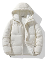 Men's Hooded Corduroy Puffer Jacket – Plush Teddy Fleece Lining
