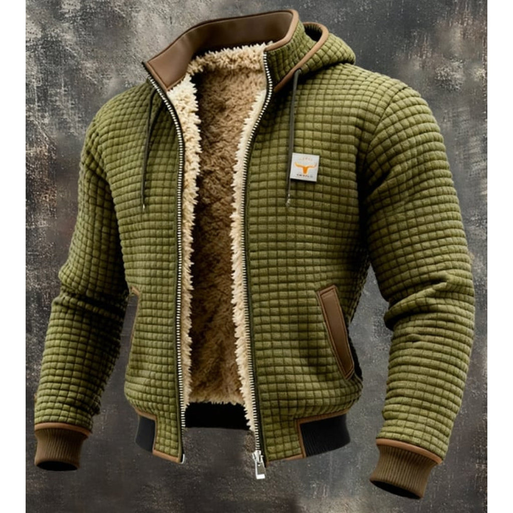 Men's Thermal Fleece Winter Jacket – Quilted Hooded Zip-Up Coat