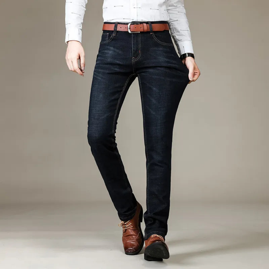 Men's Slim-Fit Stretch Jeans – Dark-Wash Denim Trousers