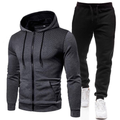 Men's Two-Piece Hooded Tracksuit – Zip-Up Sports Jacket and Jogging
