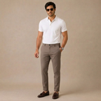 Men's Slim-Fit Stretch Dress Trousers – Flat Front