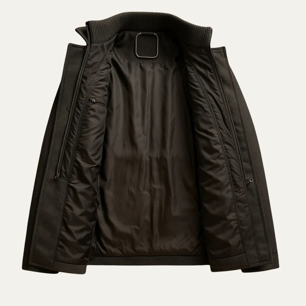 Men's Double-Layer Warm Coat – Zip Inner Layer and Button Front