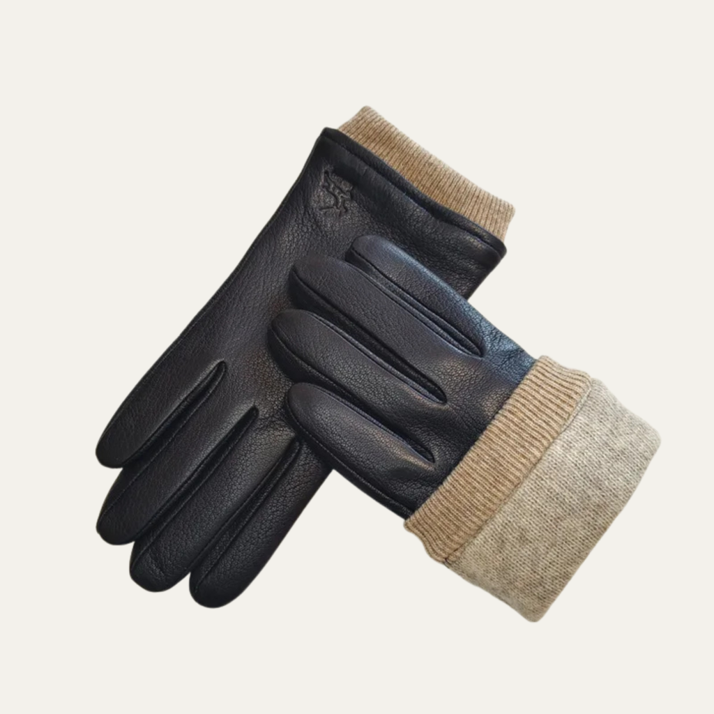 Men's Leather-Look Driving Gloves – Warm Knit Lining