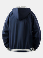 Men's Relaxed Hooded Bomber Jacket – Contrast Lined Zip-Up Outerwear