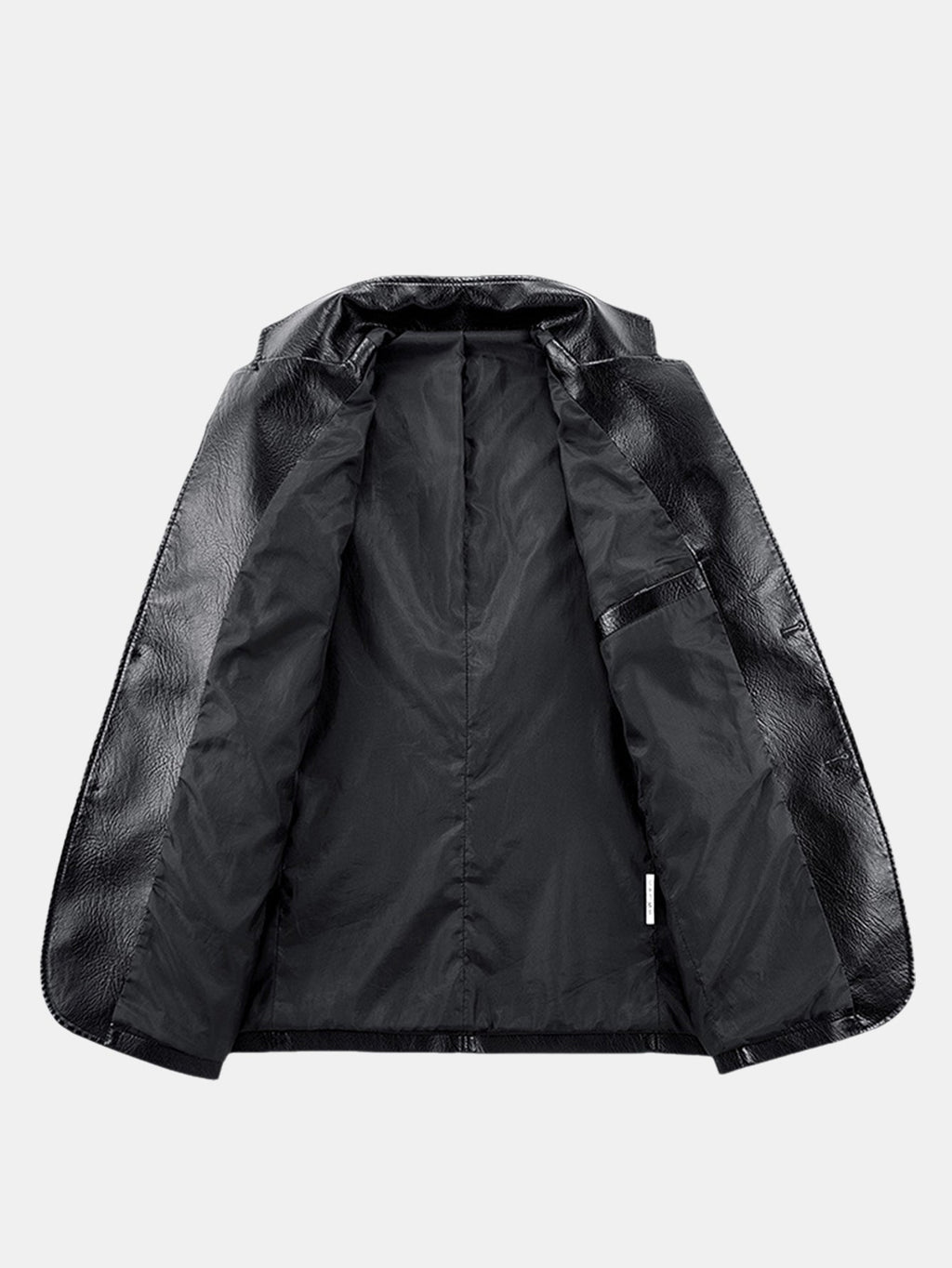 Men's Faux Leather Blazer with Notched Lapels