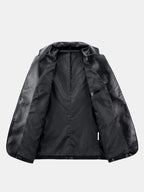 Men's Faux Leather Blazer with Notched Lapels