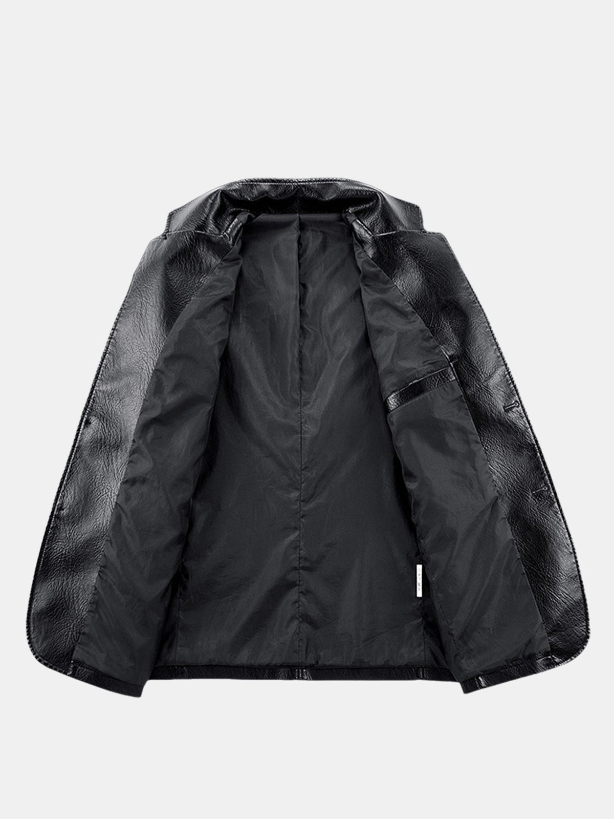 Men's Faux Leather Blazer with Notched Lapels