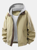 Men's Relaxed Fit Bomber Jacket with Detachable Hood