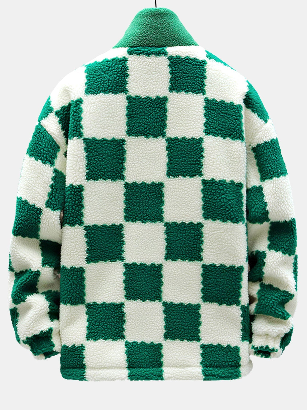 Men's Printed Teddy Fleece Jacket with High Collar