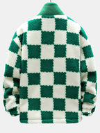 Men's Printed Teddy Fleece Jacket with High Collar