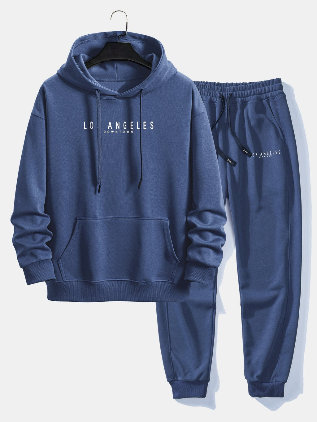 Men's Relaxed Cotton Blend Tracksuit – Printed Hoodie and Joggers