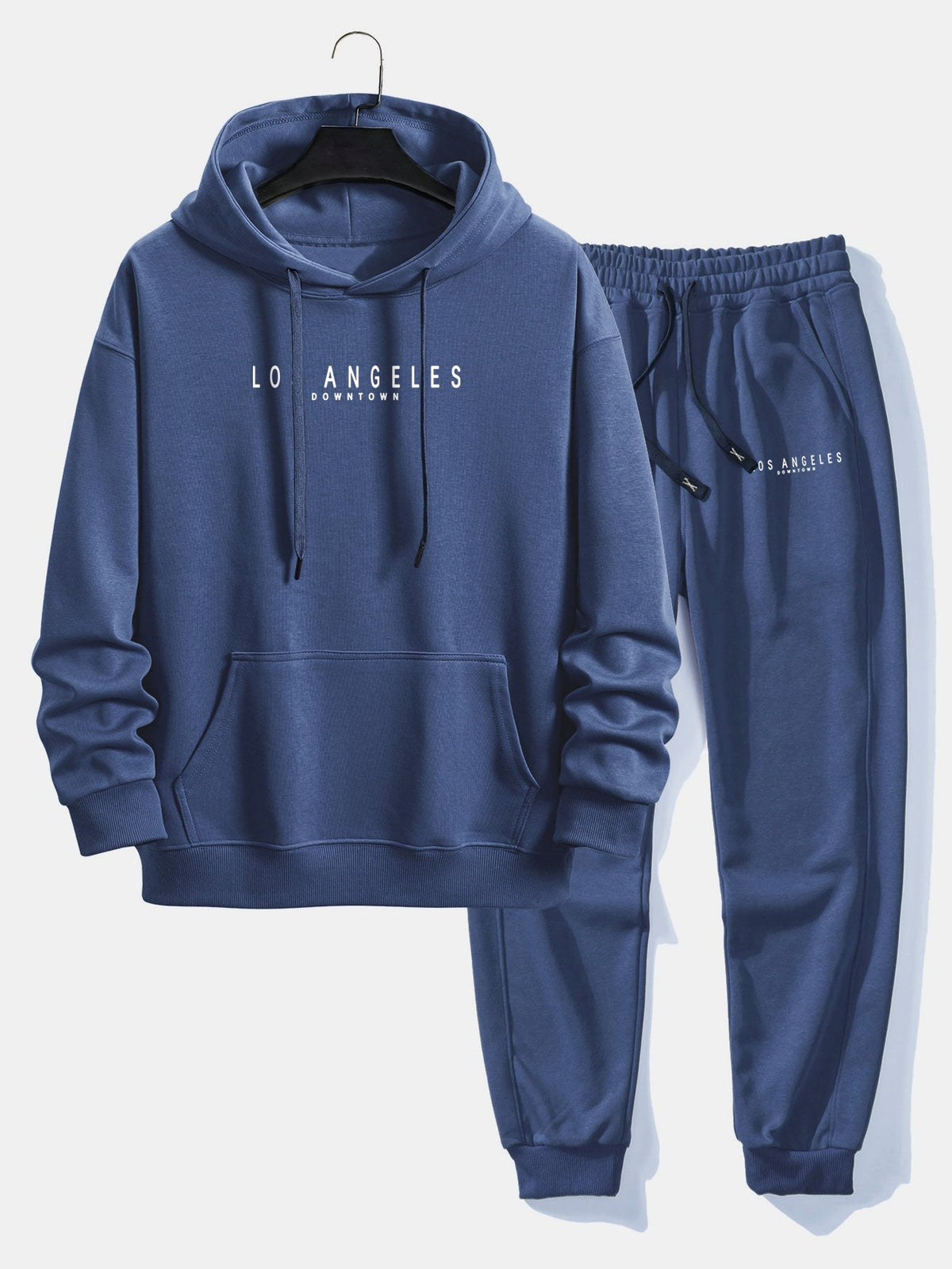 Men's Relaxed Cotton Blend Tracksuit – Printed Hoodie and Joggers