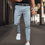 Men's Plaid Slim-Fit Chinos – Smart Casual Trousers