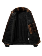 Men's Plush Faux Fur Zip-Up Jacket – Soft Textured Winter Outerwear