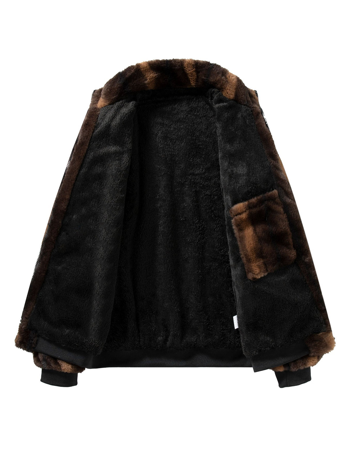 Men's Plush Faux Fur Zip-Up Jacket – Soft Textured Winter Outerwear