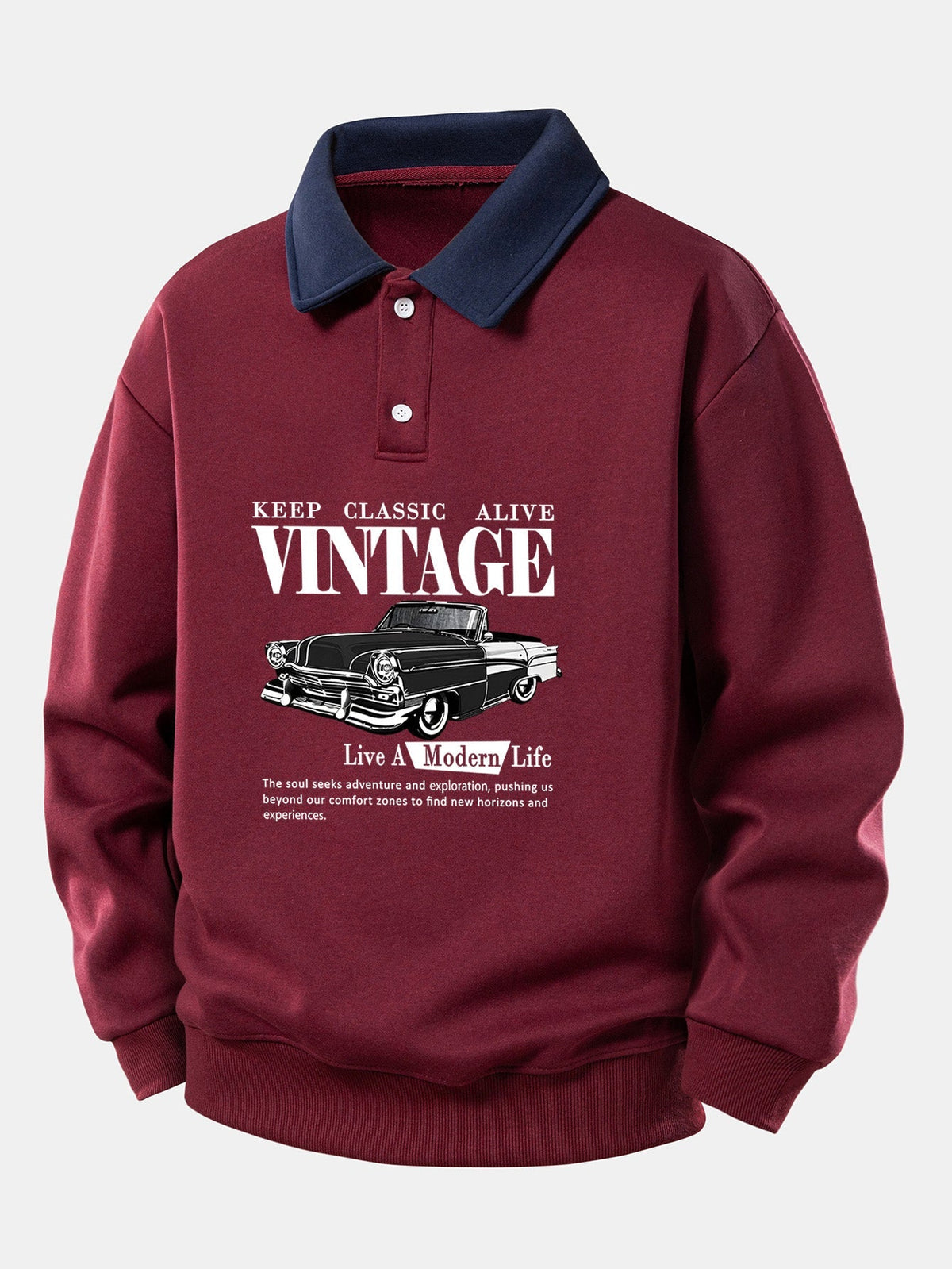 Men's Relaxed Fit Printed Polo Sweatshirt