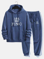 Men's Printed Relaxed Tracksuit – Cotton Blend Hoodie Set