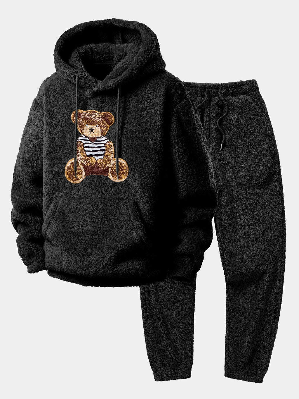Men's Plush Teddy Fleece Tracksuit – Relaxed Hoodie and Joggers