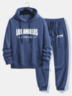 Men's Cotton Blend Tracksuit – Relaxed Printed Hoodie and Joggers