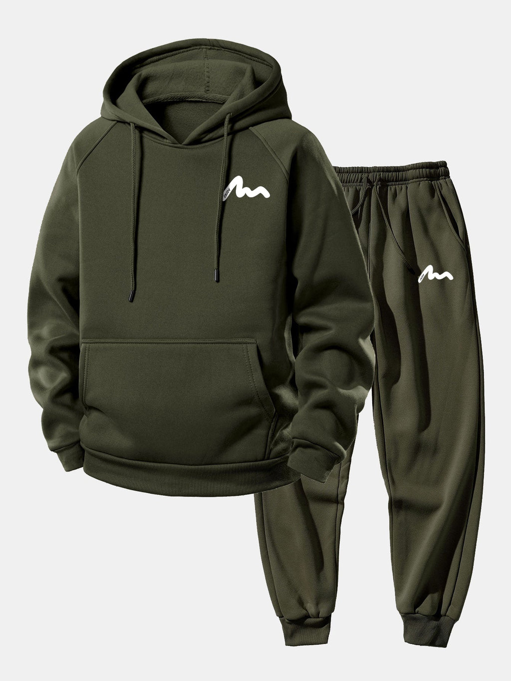 Men's Printed Hoodie Tracksuit – Relaxed Polyester Jogger Set