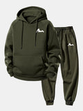 Men's Printed Hoodie Tracksuit – Relaxed Polyester Jogger Set