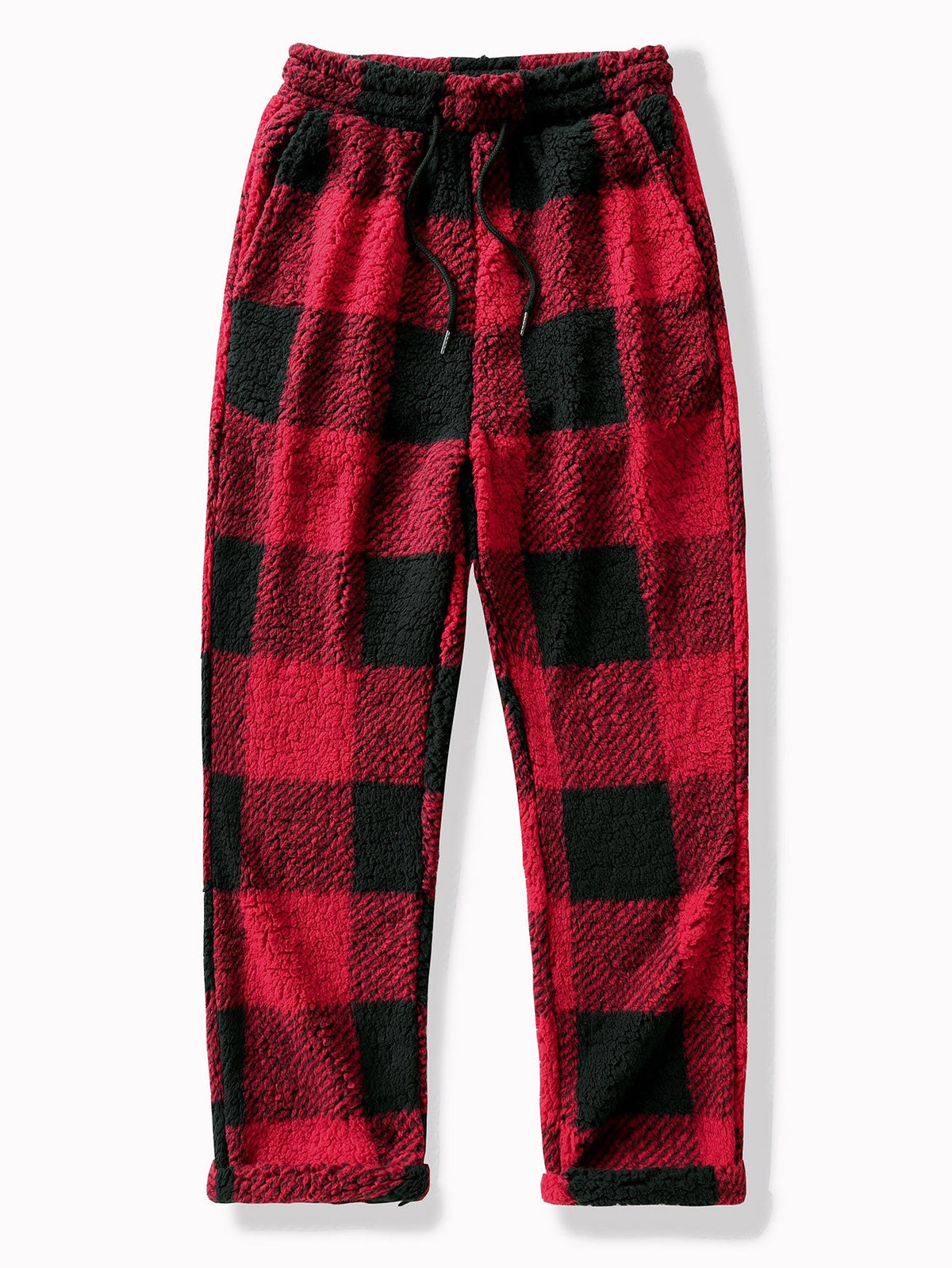 Men's Checked Teddy Fleece Tracksuit – Hooded Two-Piece Set