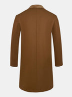 Men's Long Faux wool-blend Winter Coat – Double-Breasted Overcoat