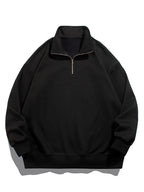 Men's Teddy Fleece Lined Half Zip Sweatshirt with Stand Collar