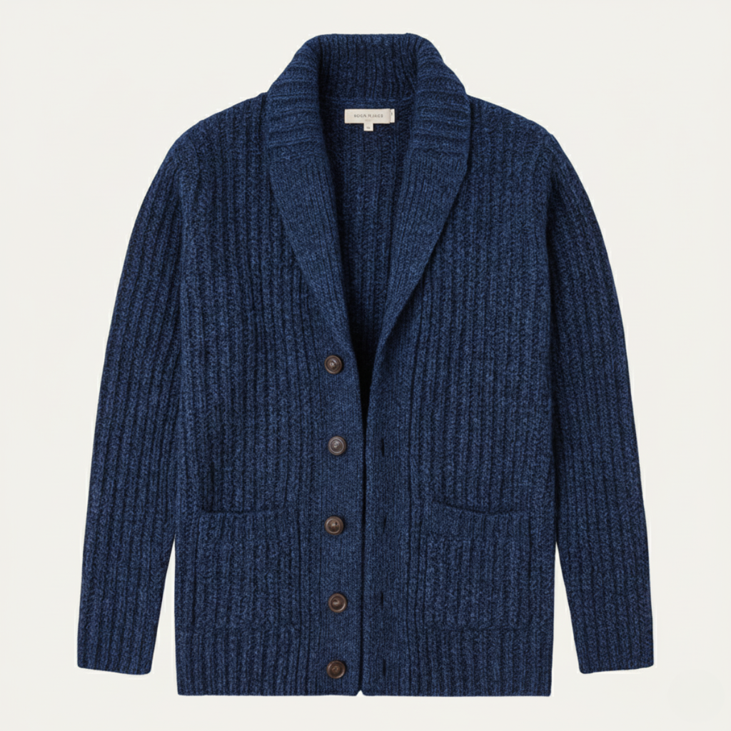 Men's Chunky Cable-Knit Shawl-Collar Cardigan