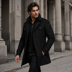 Men's Double-Layer Warm Coat – Zip Inner Layer and Button Front