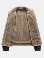 Men's Sherpa-Lined Denim Jacket with Button Front